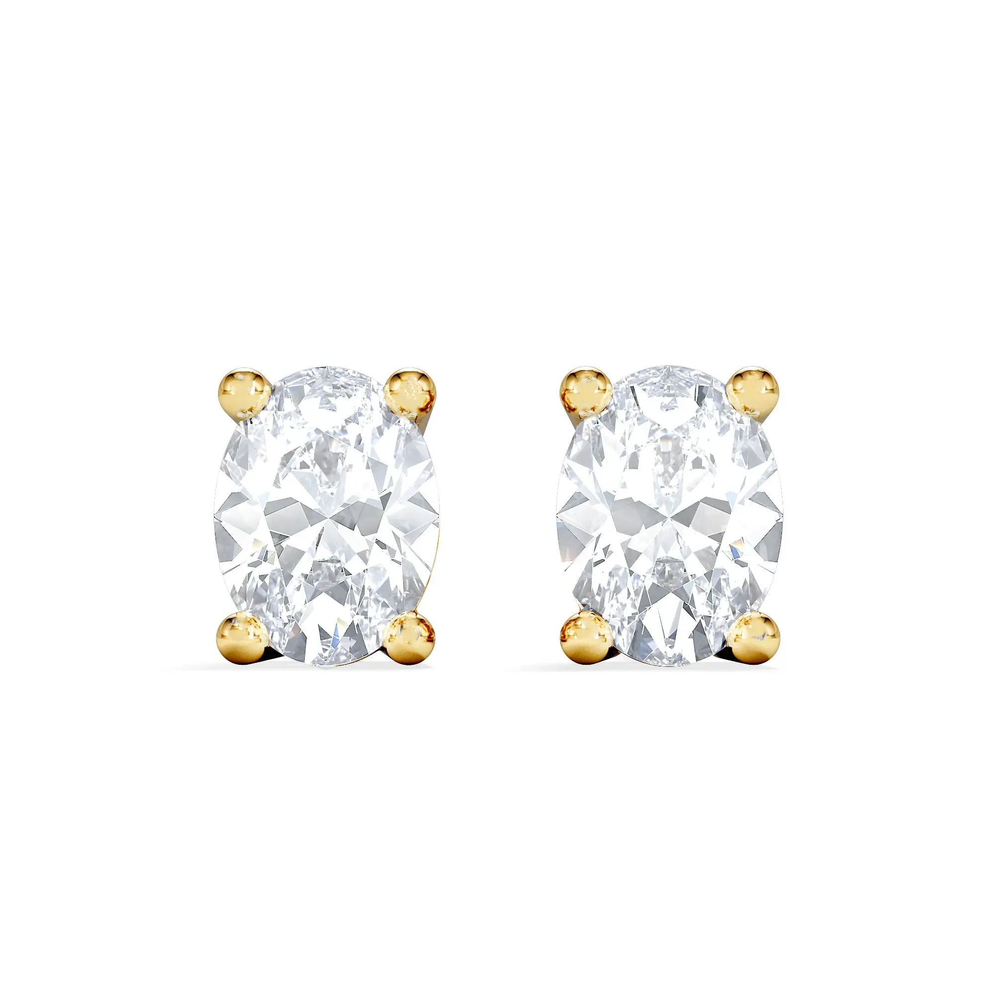 Aros Stud Naomi corte oval con diamantes sintéticos en oro