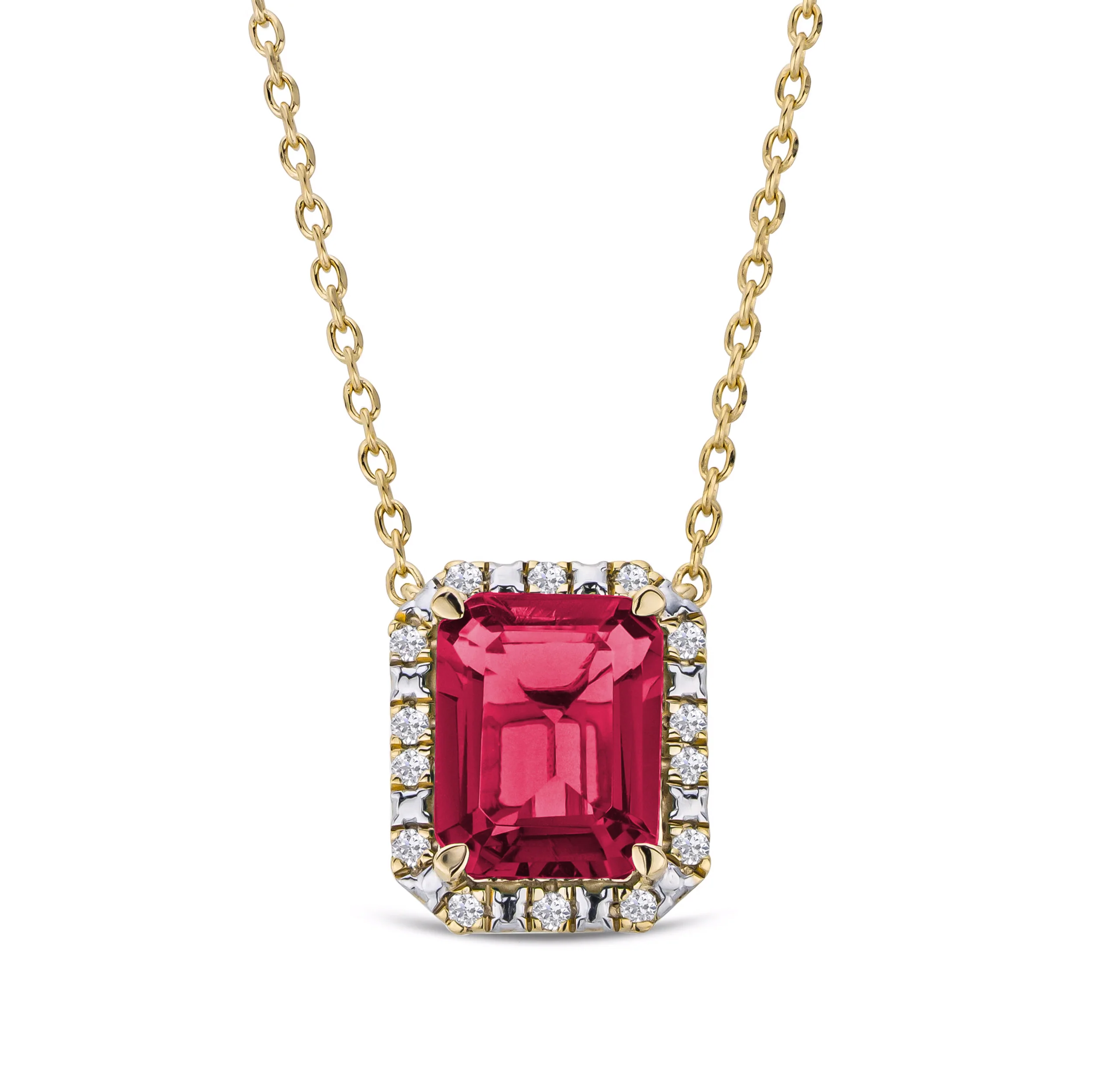 Collar Astra con rubí en corte octogonal en oro vermeil 18K