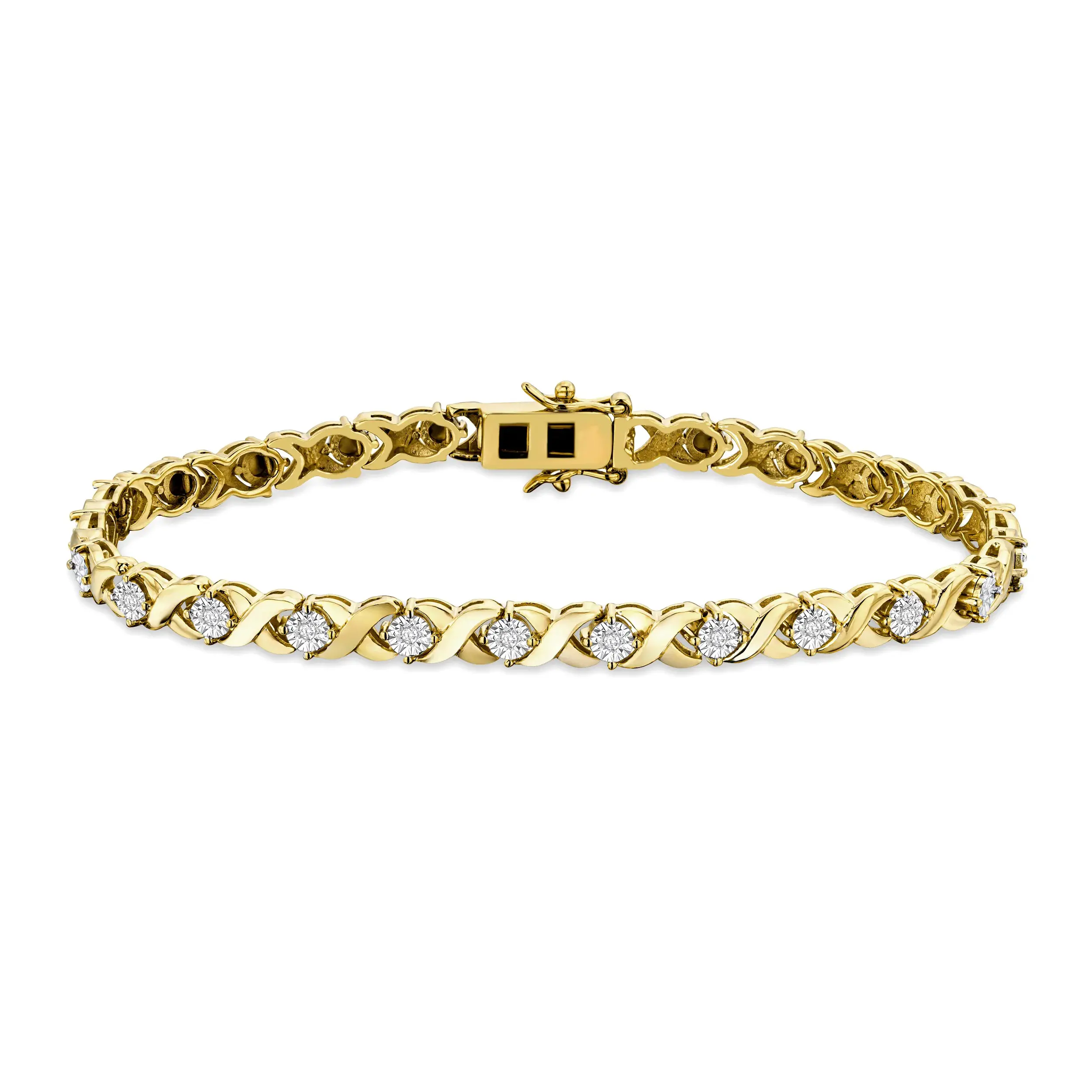 Pulsera Kisses con diamantes naturales en oro vermeil